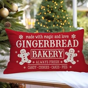 Red Christmas Pillow Covers 12x20 Inch Gingerbread Man Bakery Rustic Farmhouse Christmas Decorations Outdoor Xmas Winter Holiday Decorative Lumbar Throw Pillow Case for Sofa Couch Home Decor Red Christmas Pillow Covers 12×20 Inch Gingerbread Man Bakery Rustic Farmhouse Christmas Decorations Outdoor Xmas Winter Holiday Decorative Lumbar Throw Pillow Case for Sofa Couch Home Decor