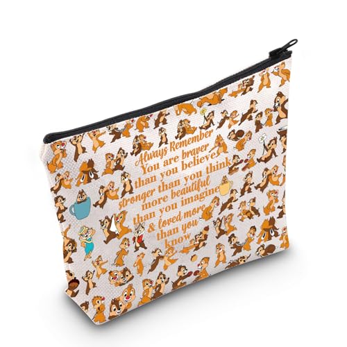 WZMPA Squirrel Cosmetic Bag Squirrel Fans Gift You Are Braver Stronger Beautiful Than You Know Squirrel Makeup Zipper Pouch Bag Squirrel Merch (Always Squirrel)