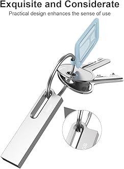 Aiibe 64GB Flash Drive 10 Pack Metal USB Drive Thumb Drive 64GB USB 2.0 Memory Stick Waterproof 64GB USB Flash Drive Bulk Zip Drives with Keychain (Silver)