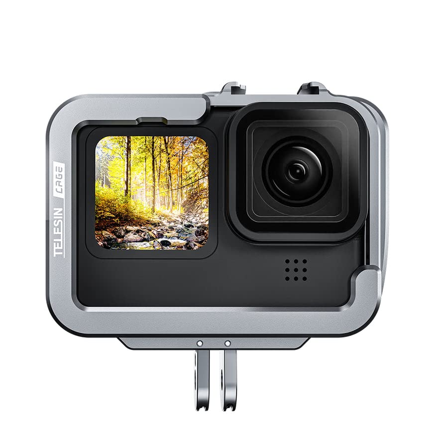 Image of Aluminum Case Metal Cage Protective Frame Housing Compatiable for GoPro Hero 13 12 11 10 9, Fits for Go Pro When ND CPL Lens Filter Max Lens Mount on, with Cold Shoe Connect to Video Light Microphone