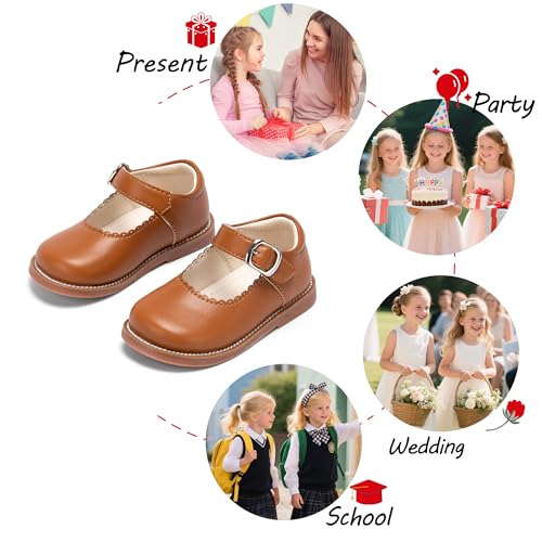 Image of PHIRAMIN Toddler Girl Mary Jane Student Oxford Shoes-Little Girl School Uniform Shoes for Wedding Party