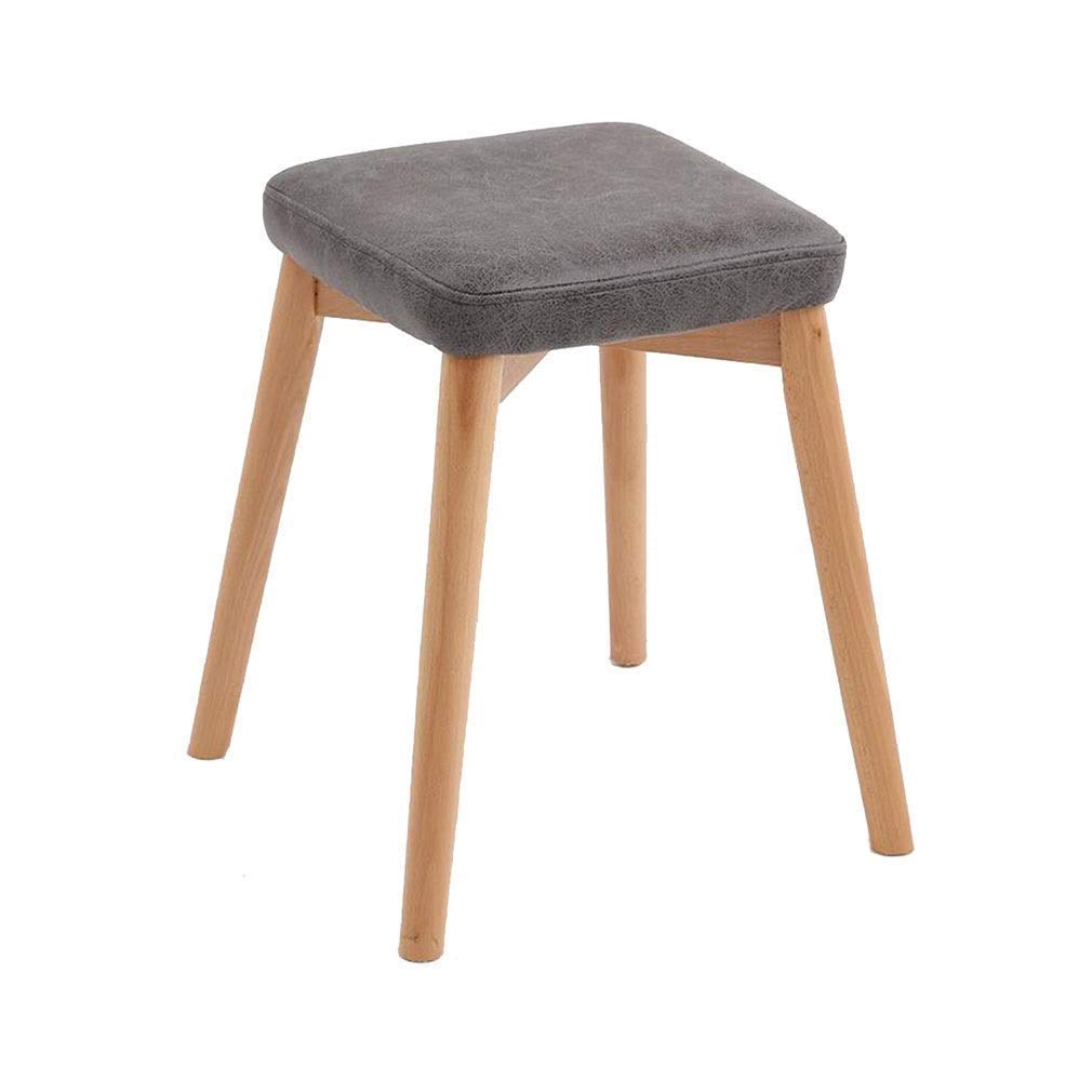 Poufs repose-pieds carré en tissu et bois massif de 30x30x44 cm de haut