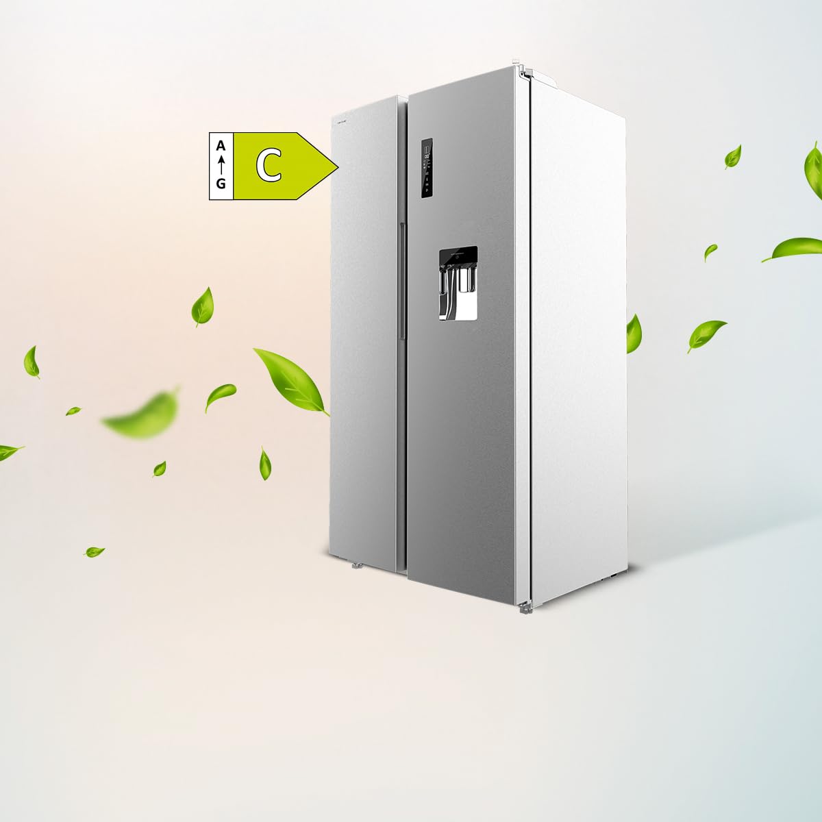 Cecotec Amerikanischer Kühlschrank 559L Total No Frost mit Wasserspender Bolero CoolMarket SBS 559 Inox C. Höhe 177cm und 91cm Breite, Niedriger Verbrauch, Inverter-Kompressor, Smart-Modus