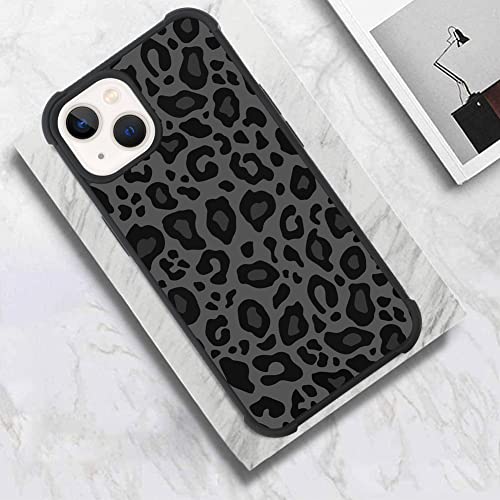 Image of KANGHAR Case Compatible with iPhone 14,Black Leopard Design | Tire Texture Non-Slip +Shockproof Rugged TPU Protective Case for iPhone 14 6.1 Inch (2022) Leopard Pattern