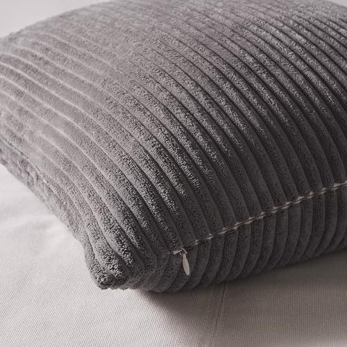 Image of Topfinel 55x55cm Gray Set of 4 Corduroy Pillow Covers Cushion Cover Decorative Cushion Cover Sofa Cushion Deco for Sofa Bedroom Living Room Balcony Children Gradient