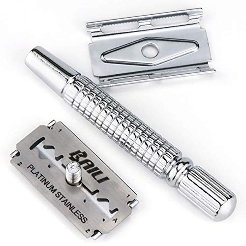 BAILI Classic Metal 3-Piece Double Edge Safety Razor Wet Shaving for Men Women with Platinum Blade BT131 - Image 3
