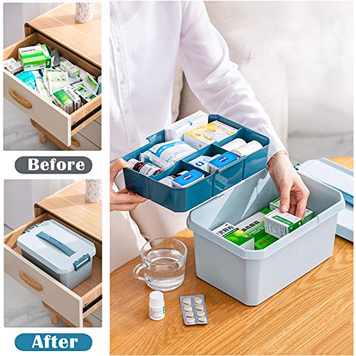 Btsky Plastic Storage Box& Carry Box, Plastic Multipurpose Portable Tool Box Sewing Box Organizer With Removable 4 Compartments Tray And Locking Lid & Handle(S) #TOP6