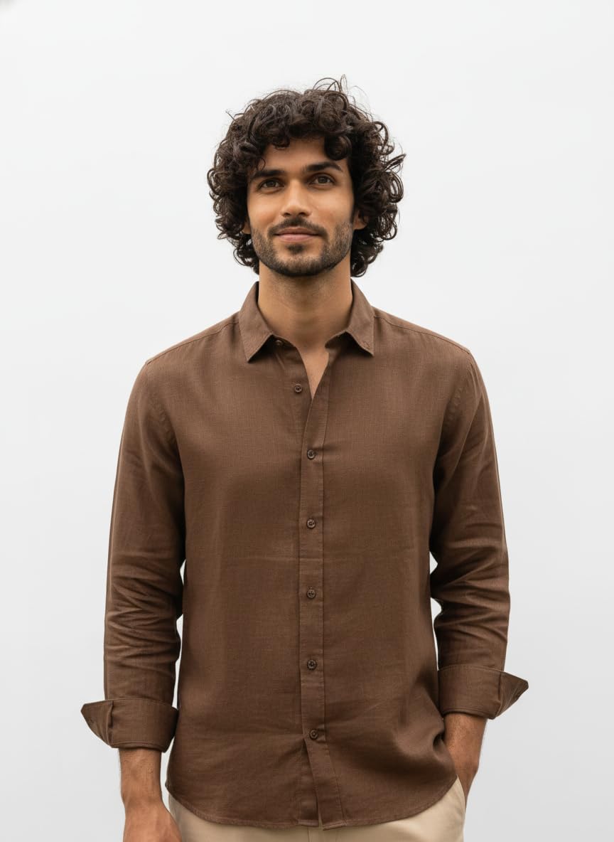 nexaflair Men's Solid Linen Cotton Shirt | Casual | Plain | Full Sleeve | Summer-Regular Fit|Men Stylish Shirt | Men Formal Shirt-picture-32
