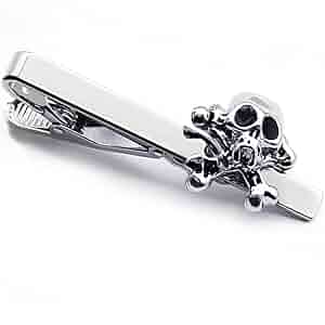 Gemelos Para Camisa De Hombre Cool Skull Cuff Links Tie Clip Set