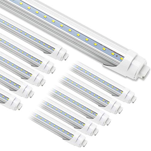 JESLED 8FT R17D/HO LED Light Bulbs, 6000K Cool White, LED Fluorescent Tubes 45W (110w Equivalent), 4800LM, Clear Cover, Dual Ended Power, Ballast Bypass, F96T12/CW/HO Replacement (12 Pack)