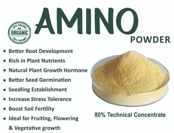 Image of Amino Powder for Plants | Organic Plant Nutrient & Growth Support Supplement | Suitable for Soil and Foliar Use (450g (Pack of 4))