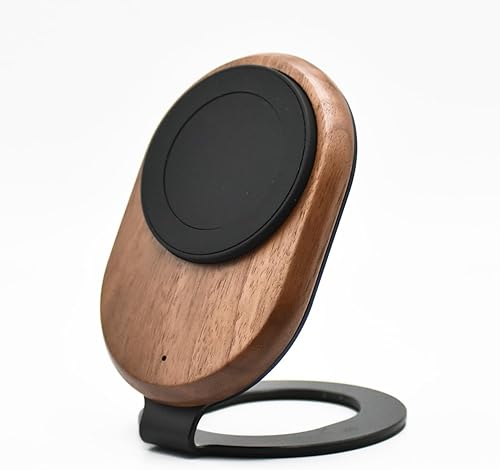 ARK Uno - Estación de carga inalámbrica magnética con soporte MagSafe de madera maciza con adaptador y cargador inalámbrico USB a USB C15W. para