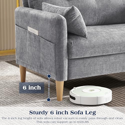 Image of Hanherry Loveseat Sofa, 47 inch Small Couch for Living Room, Comfy Chenille Fabric Love Seat for Bedroom with Throw Pillow,Removable Cushion Cover,Couches for Small Space,Apartment,Dorm