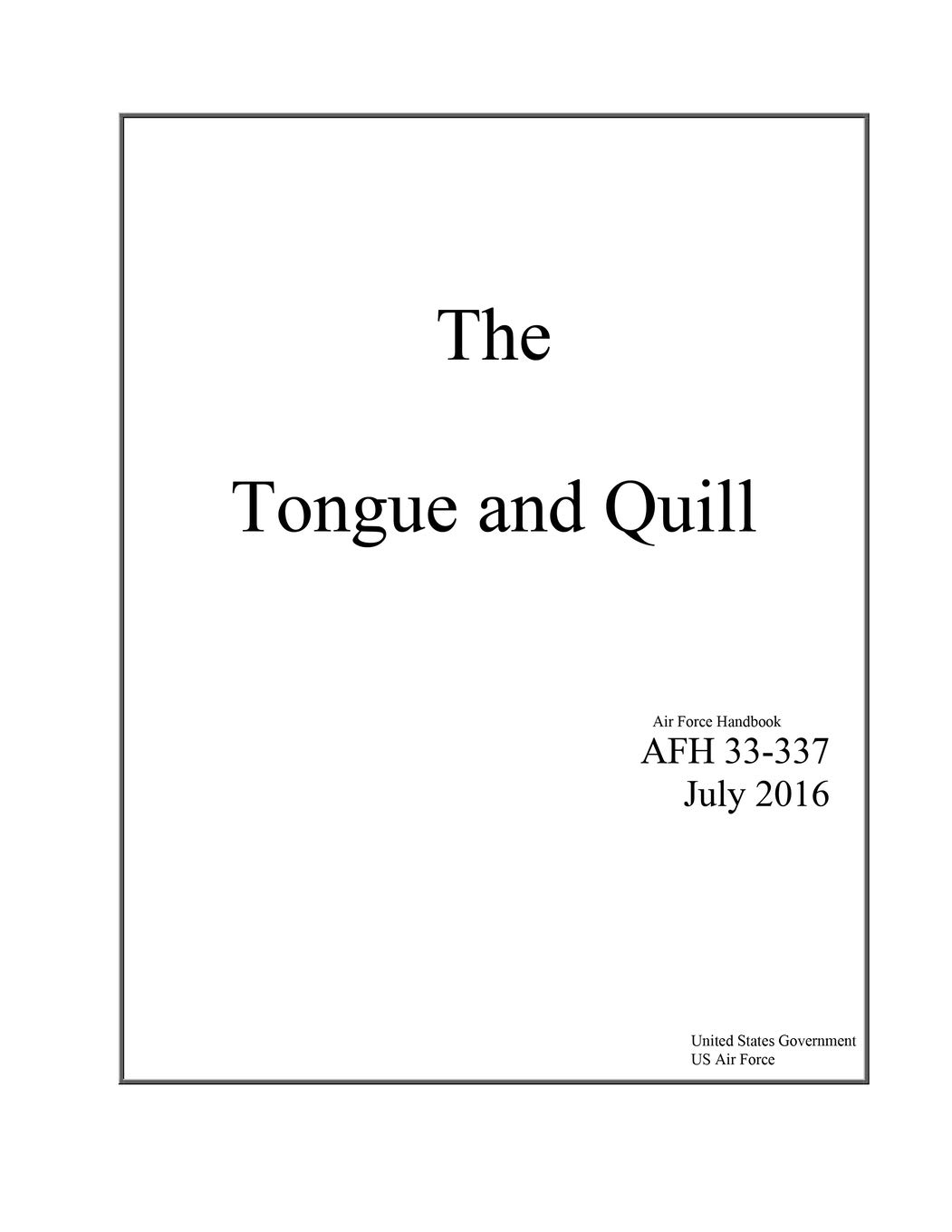 The Tongue and Quill Air Force Handbook 33337 July 2016 US Air Force