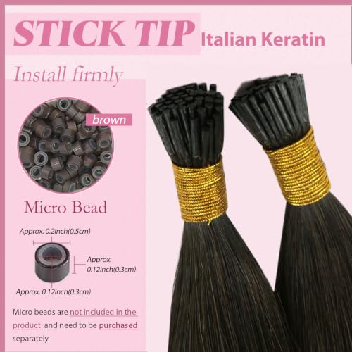 Image of YoungSee I Tip Extensions Ash Brown Itip Human Hair Extensions Dark Brown 14 Inch I Tips Hair Extension Real Human Hair Short Itip Hair Extension for Short Hair Tip Extension 70 Strands 50g