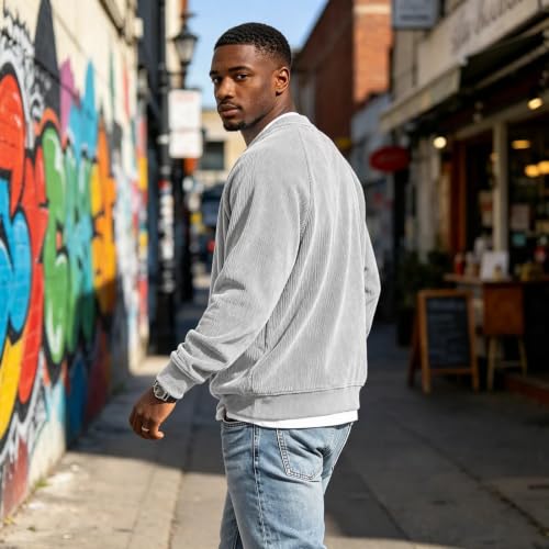 moolBeko Corduroy Shirt Men Layered Long Sleeve Shirt V Neck Shirt - image 3