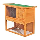 PawHut Conejera Madera Jaula para Conejos o Casa para Animales Pequeños 90x45x80cm Área de Juego