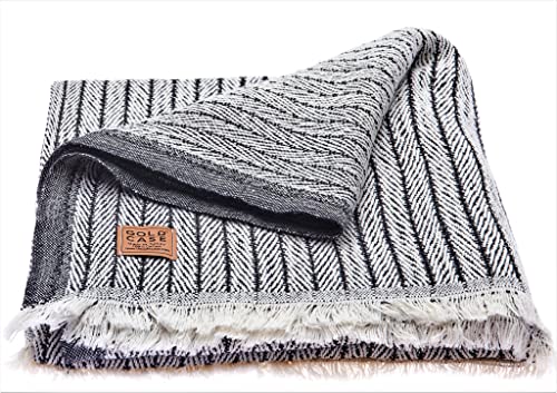 Gold Case Vintage Throw & Blankets Super Soft 100% Recycled Cotton - Pre-Washed Decorative And Multi-Purpose Boho Blankets For Couch, Farmhouse, Bed, Chair, Sofa - 50X60 Inches (130X150Cm), Black #TOP4