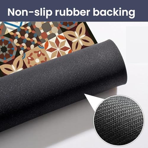 Image of MAXOSHINE PVC Bathroom Mats Anti Slip | Water Absorbent Bath Floor Mat | Quick Dry Anti Skid Bathroom Mats for Home | Door Mat for Wet Area 40x60 CM (Moroccan Drk-Brown)