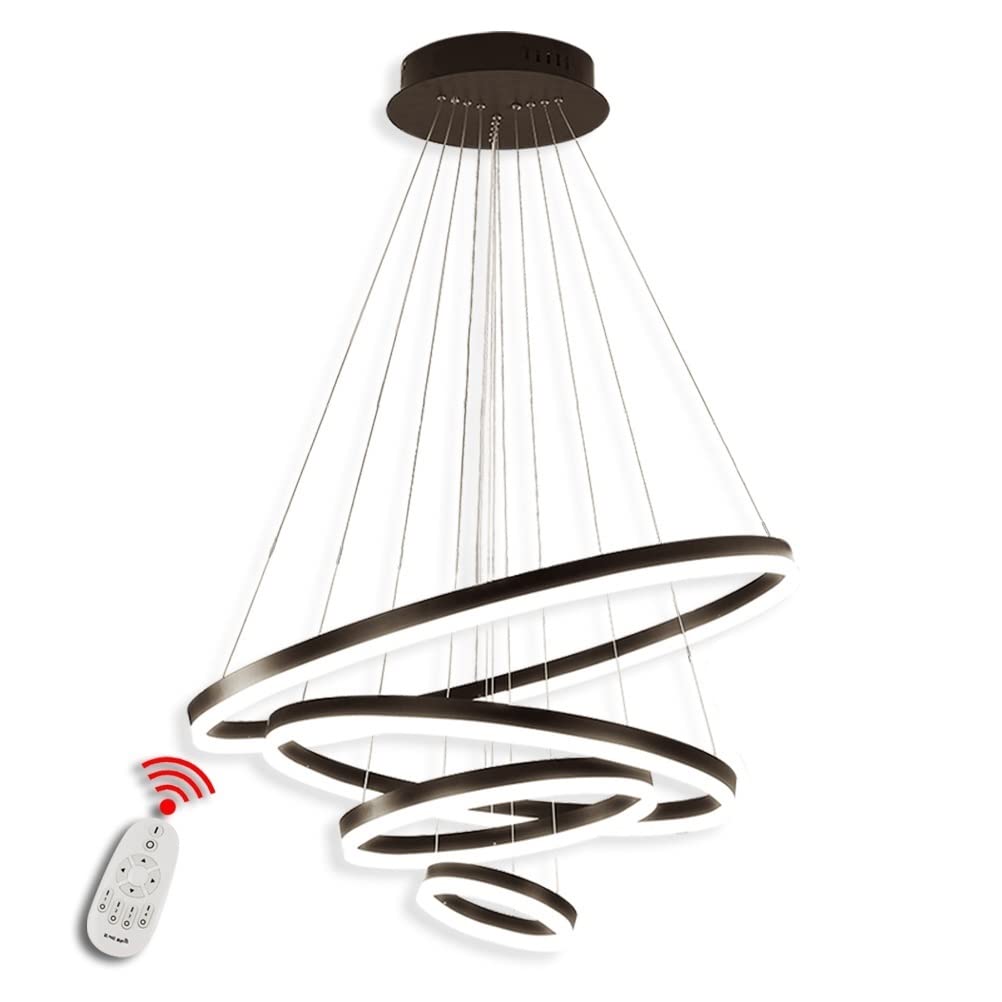 BEHWU LED Dimmable Chandelier, Modern Acrylic Design Led Pendant Light Diy Height Adjustable White Chandelier Fixture with Remote Control for Bedroom Living Room Kitchen Dining Room