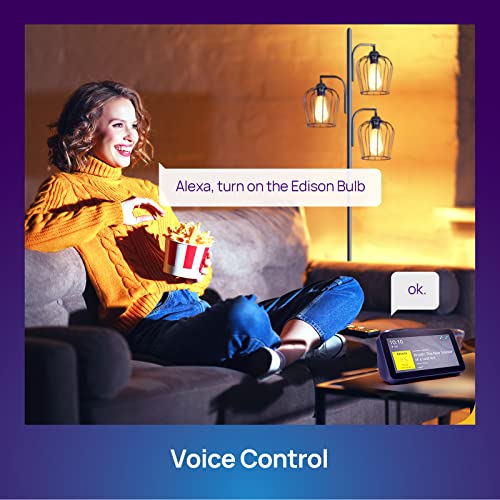 Mujoy Smart Edison Bulbs, 2700-6500K Tunable&Dimmable Amber Warm And Cool White Wifi E26 Led Edison Bulbs, 8W St19 800Lm 90+ Cri Vintage Filament Light Bulb, Compatible With Alexa、Google Home, 4Pack #TOP4