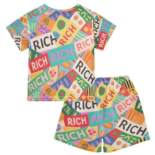 Girls Short Pajamas Sets Nighty Pjm Set for Youth Play Wear 14Y Colorful Cartoon Rich Modern pijama para jovenes hombres2