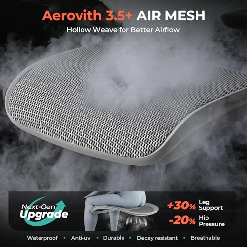 Image of CAPOT Ergonomic Mesh Office Chair, Adjustable Lumbar High Back Desk Chair 400lbs, 4D Flip-up Arms, 3 Tilt Backrest, 3D Headrest, PU Wheels, Swivel Rolling Computer Seating for Long Desk Work - Grey