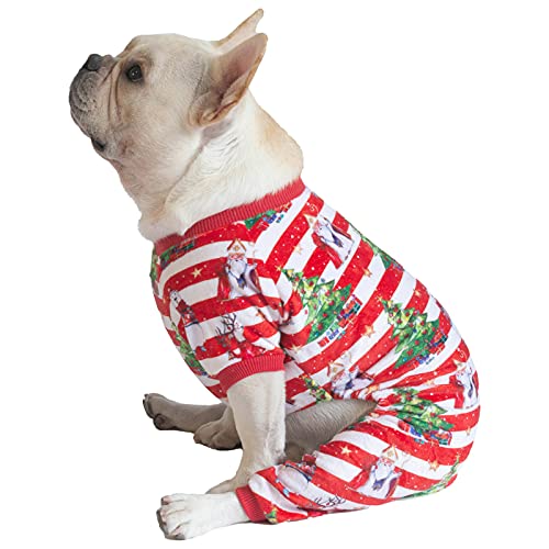 Image of CuteBone Christmas Dog Pajamas Shirt Winter Holiday Cute Pjs Pet Clothes Bodysuit for Doggie Onesies P186S