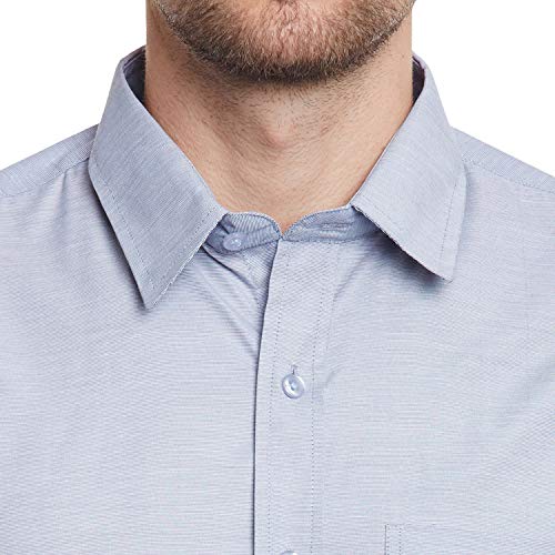 Image of Hancock English Navy Men Slim Fit Solid Formal Shirt Grey