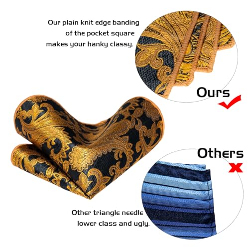 Image of 5PCS Mens Silk Tie, Pocket Square, Cufflinks, Drilled Tie Ring and Lapel Pin Set for Wedding Groom Party