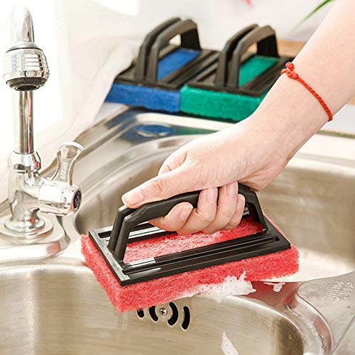 Kitchen cleaning tools 2 PCS Bathroom Bathtub Brush CeramicTile Brush Kitchen Strong Decontamination Brush Home Furnishing Creative Sponge Cleaning Brush with Handle,Random Color Delivery zys