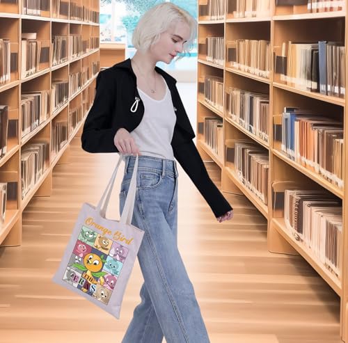 Bolso tote naranja G2TUP con diseño de pájaro miniatura 6
