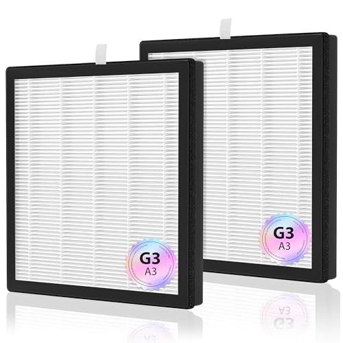 TOMORAL G3 / A3 Replacement Filter Compatible with AMEIFU G3 Air Purifier, also fits VEWIOR A3 & Tailulu HQZZ-260, 3-in-1 True HEPA Filter, Activated Carbon and Pre-Filter, 2-Pack