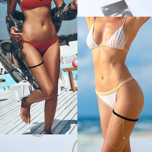 Fasacco 6Pcs Snake Leg Chain Thigh Chain For Women Layered Crystal Boho Body Chains Party Summer Beach Thigh Body Chain Jewelry, Gold #TOP3