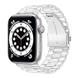 HoneyAKE Compatible with Apple Watch Bands 38mm 40mm 42mm 44mm iWatch SE Series 6 5 4 3 2 1 for Women Men, Transparent Crystal Clear Protective Bumper Sport Watch Band Replacement Strap,Clear 42/44mm