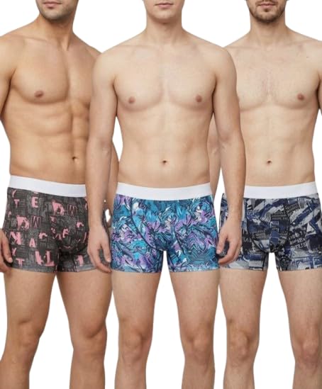 Men’s Anti-Bacterial Airsoft Trunk | Regular Fit Nylon Underwear | Breathable & Moisture-Wicking | Multicolor Pack of 3-picture-14