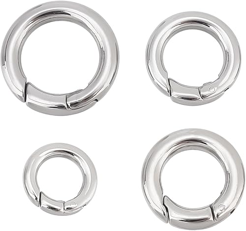 UNICRAFTALE 4 unidades de 4 tamaños de anillos de puerta de resorte de acero inoxidable, mosquetón, cierres de cerradura, conector, llavero, cierre