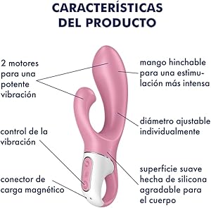 Vibrador Satisfyer Air Pump Bunny 2 | Con eje inflable | Silicona agradable a la piel | juguetes sexuales para mujeres | 12 modos de vibración | Vibrador de ondas de presión para mujeres