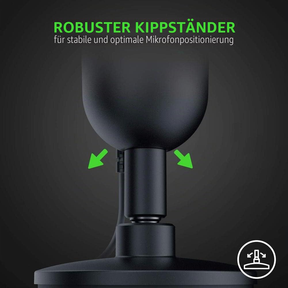 Razer Seiren X USB-Streaming-Mikrofon, Profi-Qualität, integrierte Stoßdämpfer-Halterung, Supernieren-Richtcharakteristik, eloxiertes Aluminium Matte Black