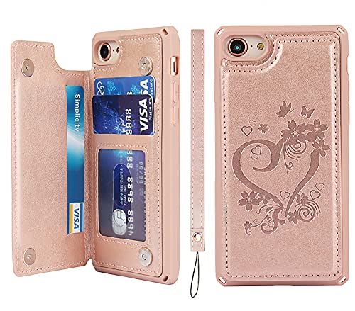 Étui iPhone SE cœur or protège vos cartes bancaires du piratage sans sac