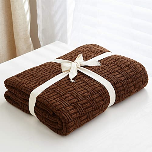 Large Dark Brown Cotton Knit Throw Blanket For Couch Sofa Bed - Home Decorative Soft Cozy Sweater Woven Fall Cable Knitted Blankets - 3.4 Pounds 60 X 80 Inch #TOP1