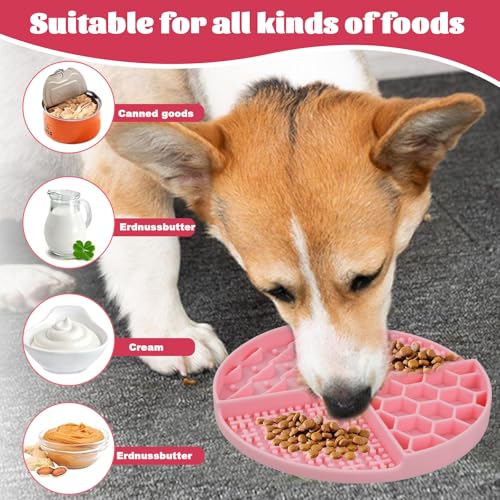 Schleckmatte Hund, Anti Rutsch Schleckmatte Hund mit 2 Silikonspatel, für Linderung von Hundeangst, Leckmatte für Hunde für Baden, Pflegen und Training für Welpen Fördert die Verdauung
