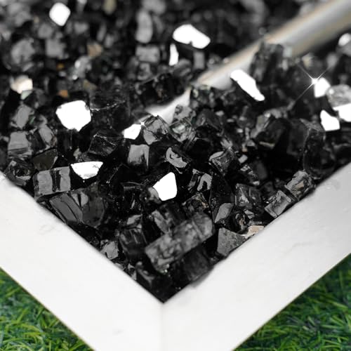 Image of Skyflame 15-Pound Black Fire Glass, 1 /2 Inch Reflective Fireplace Glass for Fire Table, Fire Bowl, Landscaping