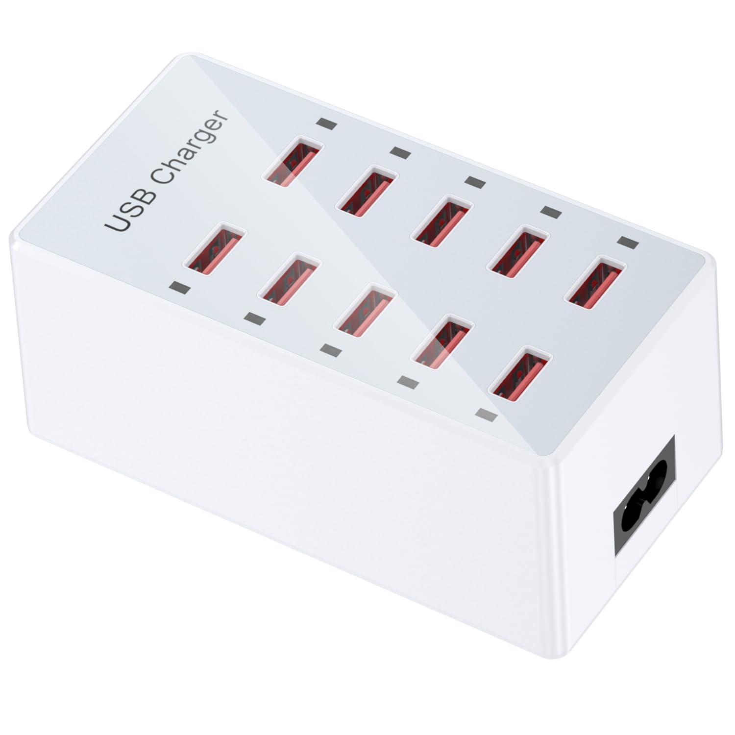 USB Charger 10-Ports Charging Station for Multiple Devices USB Wall Charger Power Hub Strip Smart Plug Charging Dock Block Compatible for iPhone Xs/XR,iPad,iPod,Smart Phones