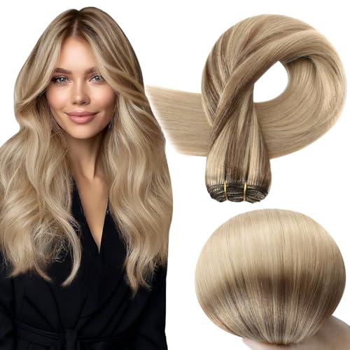 Image of Full Shine 18 Inch Weft Hair Extensions 105G Remy Sew In Human Hair