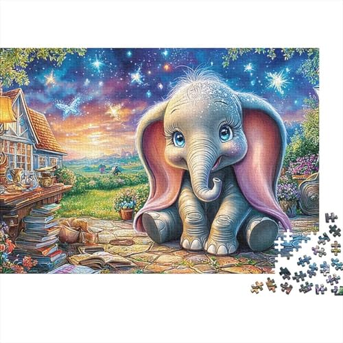 🌸Buon regalo: il Cute baby elephant sitting in a starry village path puzzle finito misura 38x26cm/1000pcs una volta completato. I migliori regali per ragazzi e ragazze dai 14 anni in su per compleanni o festività (Natale, Halloween, Ringraziamento, ecc.)