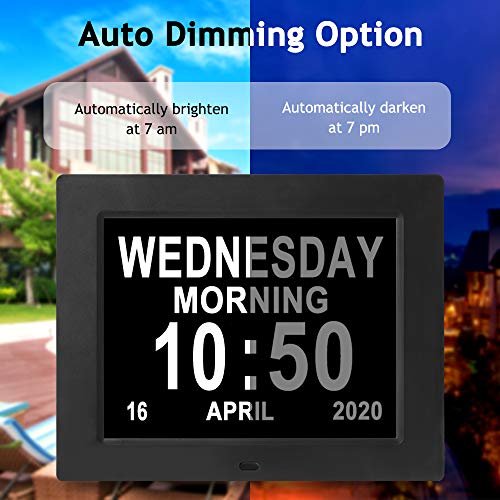 【2022 Newest Version】 Digital Calendar Day Clock- 8 Alarms Auto-Dim Battery Backup Extra Large Non-Abbreviated Dementia Clocks Alzheimer Memory Loss Vision Impaired Alarm Clock For Seniors Elderly #TOP3