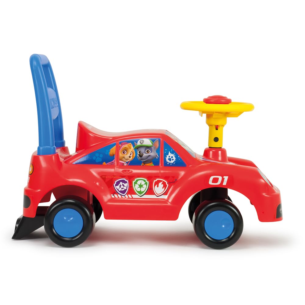 Correpasillos Bebé Patrulla Canina Chase y Marshall +12 Meses con Volante y Claxon – Andador Infantil para Empujar y Montar – Juguete Motricidad Estable, Ergonómico y Ligero – Rojo | INJUSA