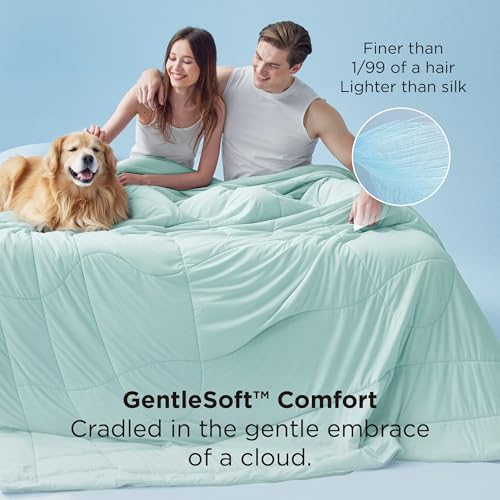 Bedsure Cooling Comforter King Size - Cooling Blankets for Hot Sleepers, Lightweight Comforter for Summer with Dual-Sided Cool Tech, Soft Breathable Cold Blanket for Sleeping, Green, 102x90 Inches