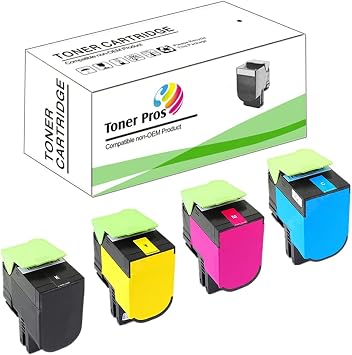 Toner Pros Remanufactured Replacement Toners for Lexmark CS421, CS521, CS622, CX421, CX521, CX622, CX625 4 Color Set 78C10K0, 78C10C0, 78C10M0, 78C10Y0 Black 2,000 Pages Color 1,400 Pages